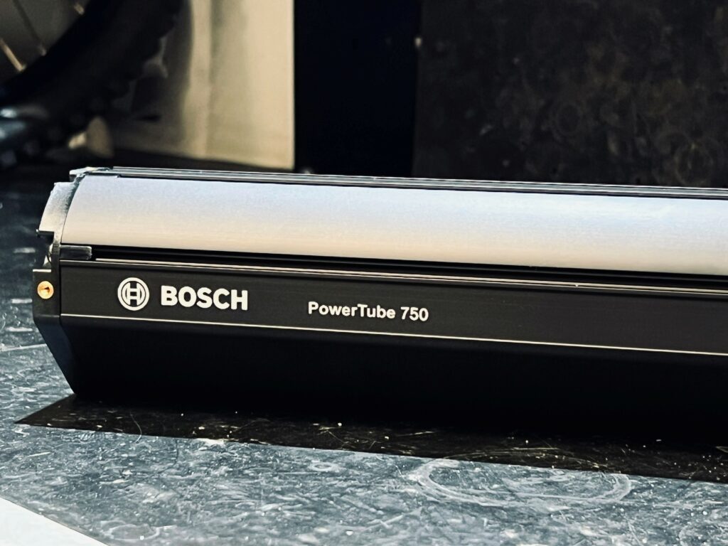Bosch PowerTube 750 laid on a table